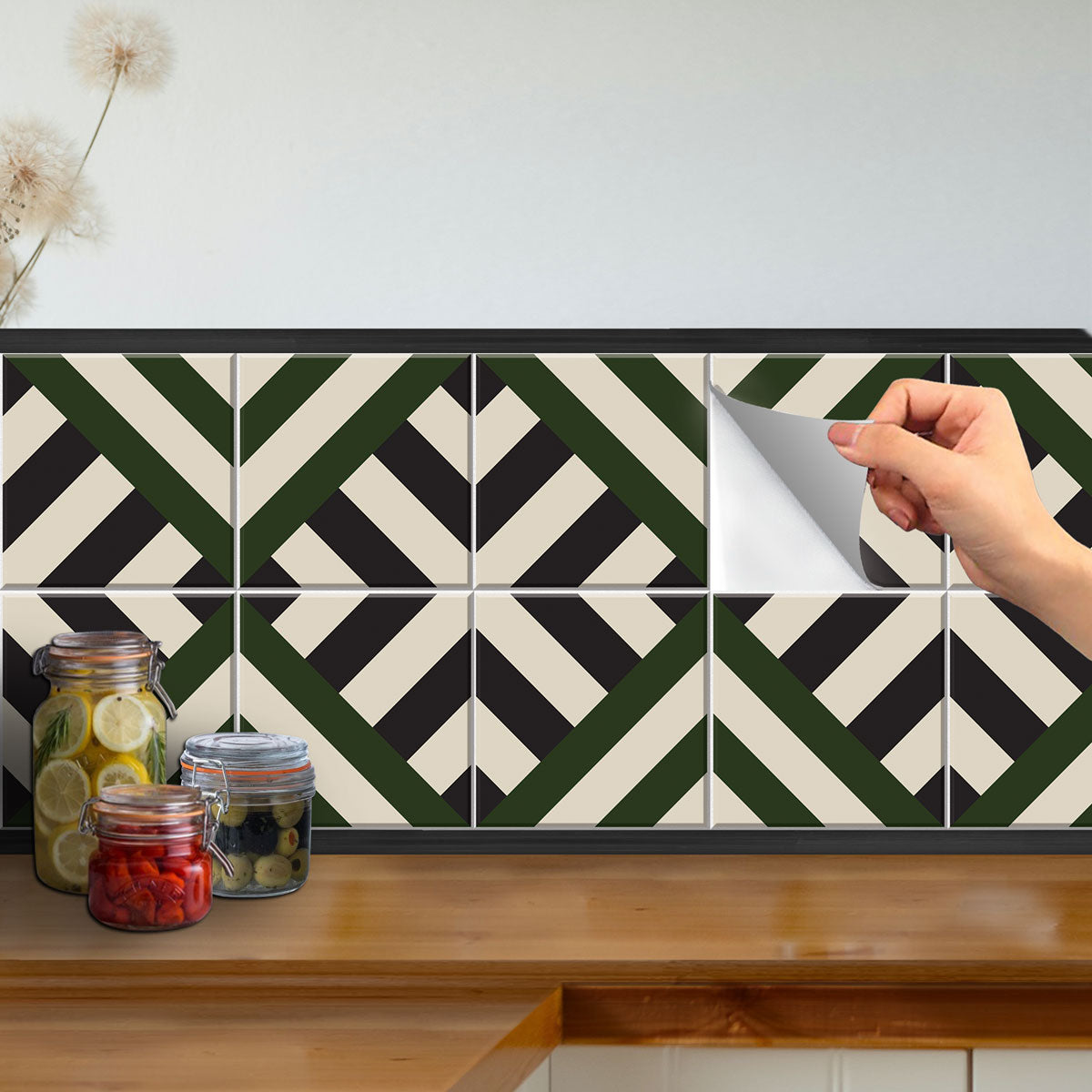 Diagonal Floor Tile Stickers | Self Adhesive | Peel and Stick Kitchen, Wall, and Bathroom Tile Stickers | Antiskid | Free Shipping