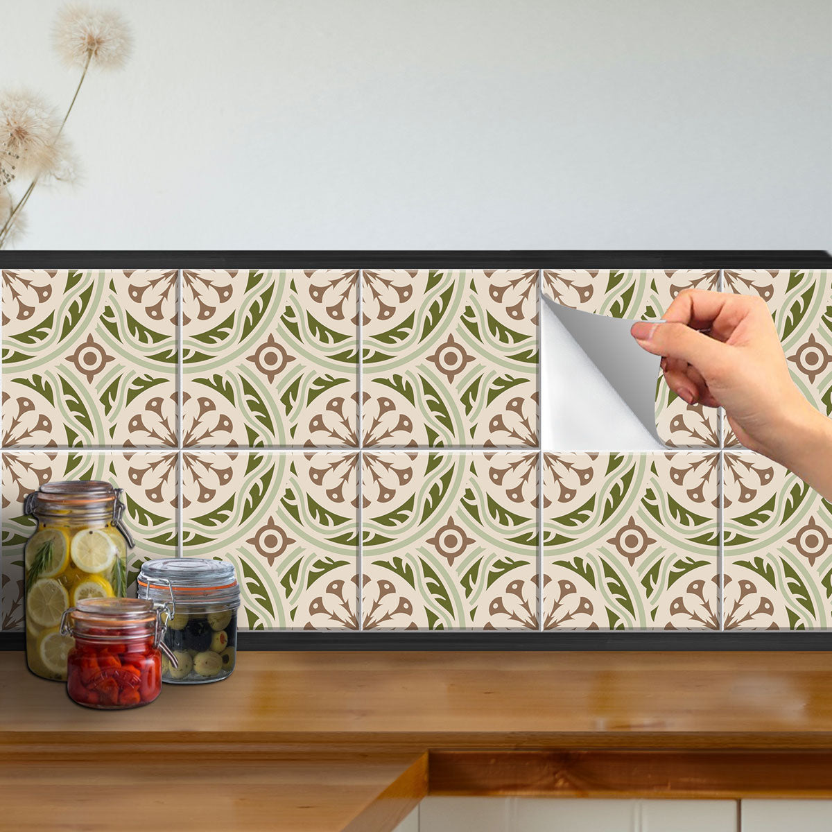 Italian Seamless Peel and Stick Tile Stickers | Kitchen Bathroom Wall Tile Vinyl Decals | Removable | Antiskid Floor Tile Stickers