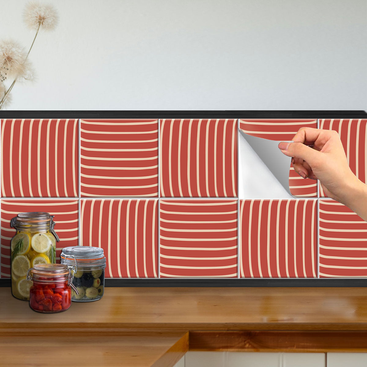 Waving Terracotta Peel and Stick Backsplash Tile Decals | Kitchen, Bathroom, Wall & Floor Tile Stickers | Free Shipping