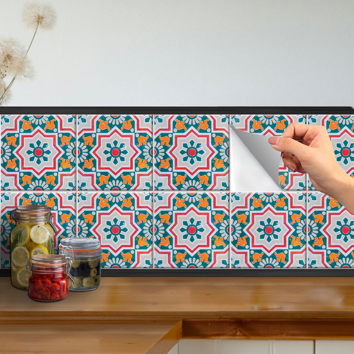 Moroccan Peel and Stick Tile Decals | Kitchen Bathroom Wall Backsplash Tile Stickers | Removable | Antiskid Floor Tile Vinyl