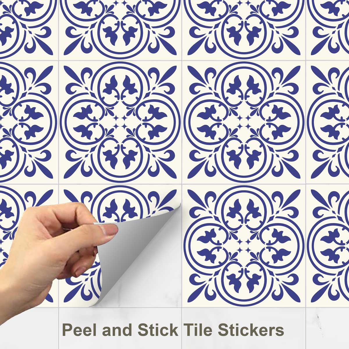 Classic Royal Blue Peel and Stick Tile Stickers | Kithcen, Bathroom, Floor, Wall Stair Tile Decal | Removable | Waterproof