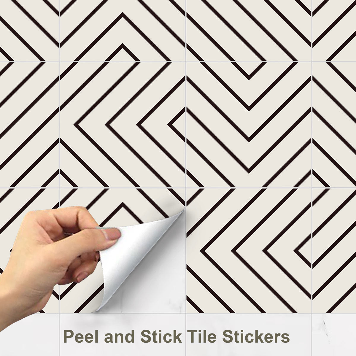 Upgrade with Peel and Stick Tile Stickers | White Black Seamless Design | Bathroom Kitchen Wall Floor Tile vinyl Decals