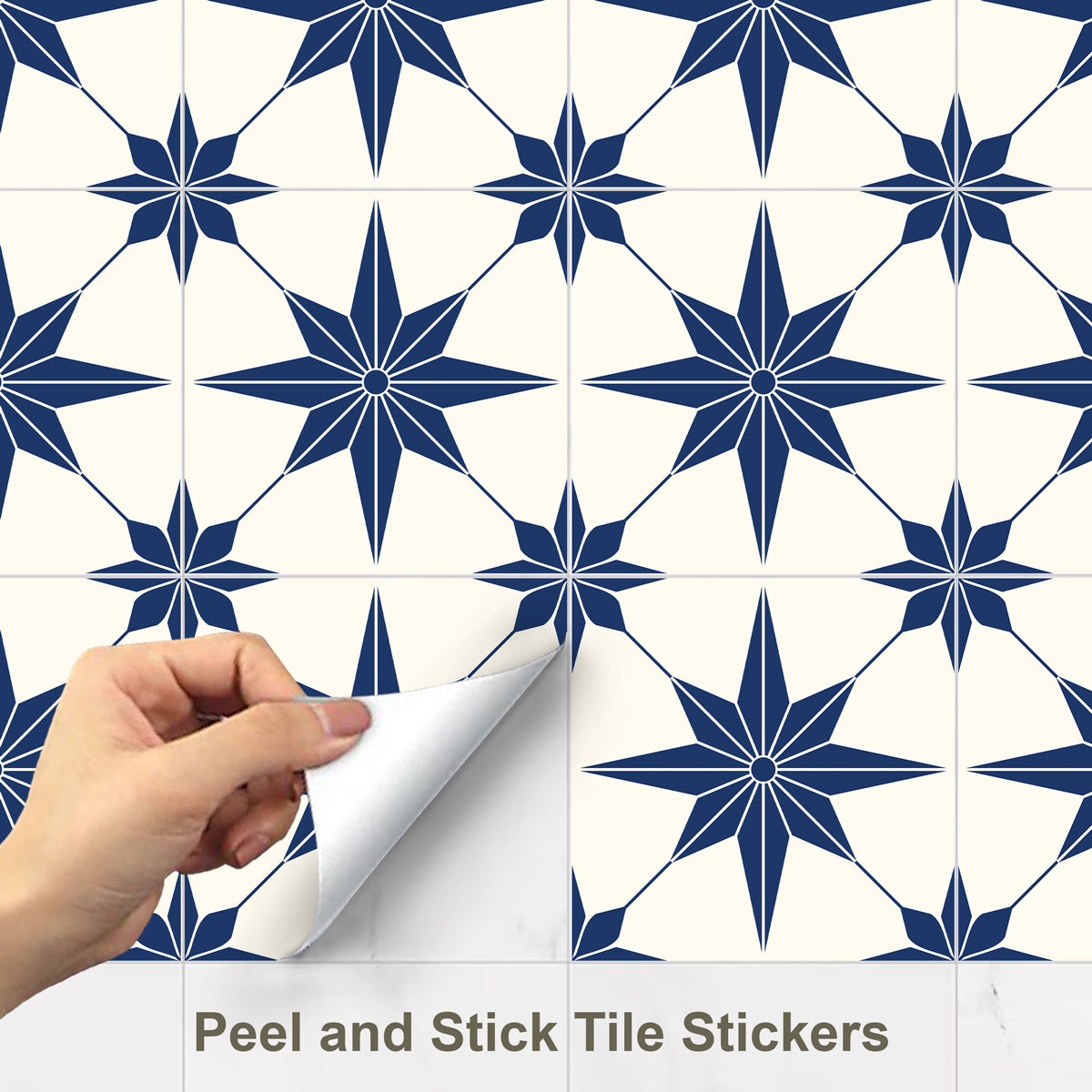 Peel and Stick Blue Star Tile Stickers | Vinyl Floor Tiles Vinyl | Removable Kitchen Backsplash Tile Stickers | Free Shipping