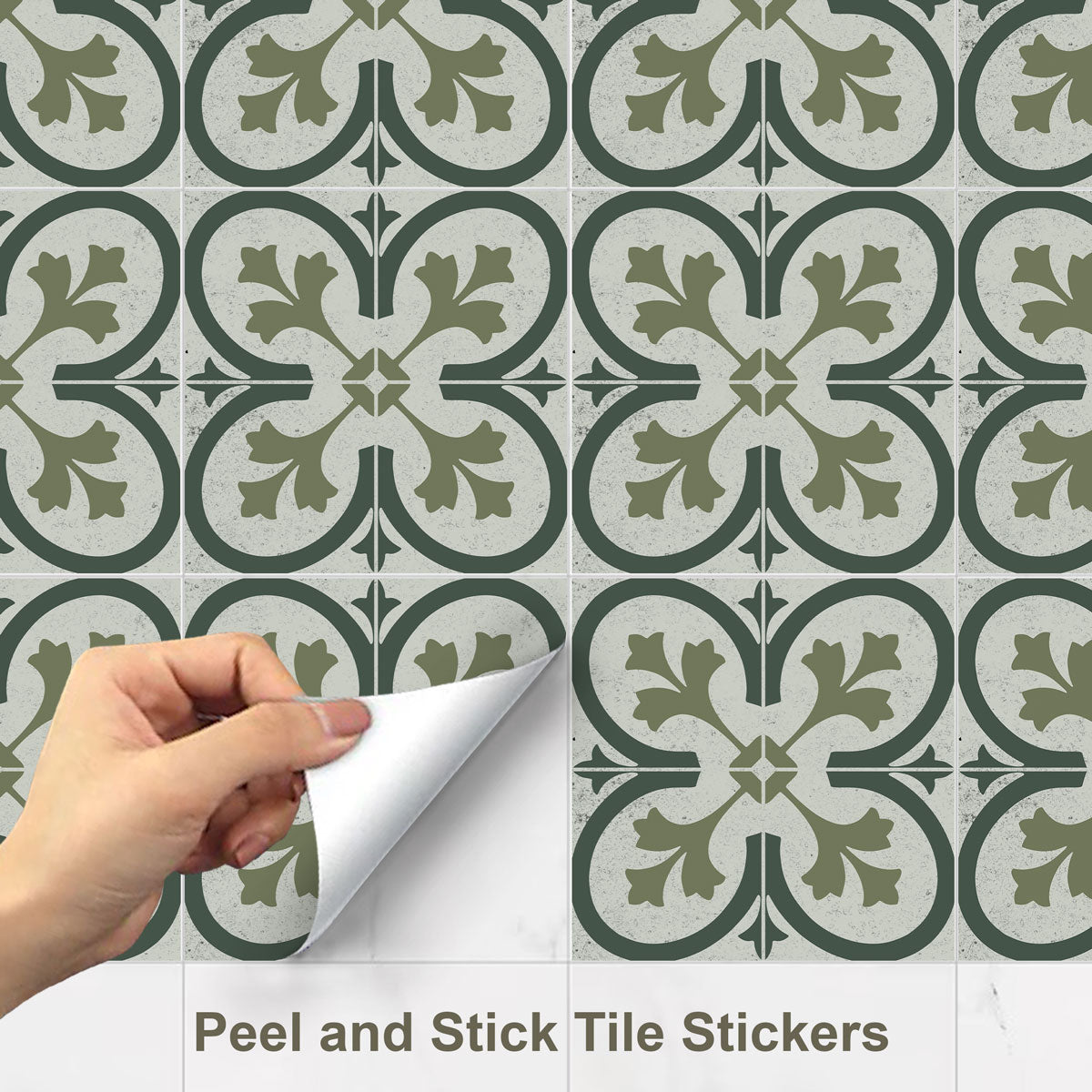 TULIP MAVI Forest Green Floor Decals | Peel and Stick Kitchen, Bathroom, Backsplash, Wall Tile Vinyl Decals | Free Shipping