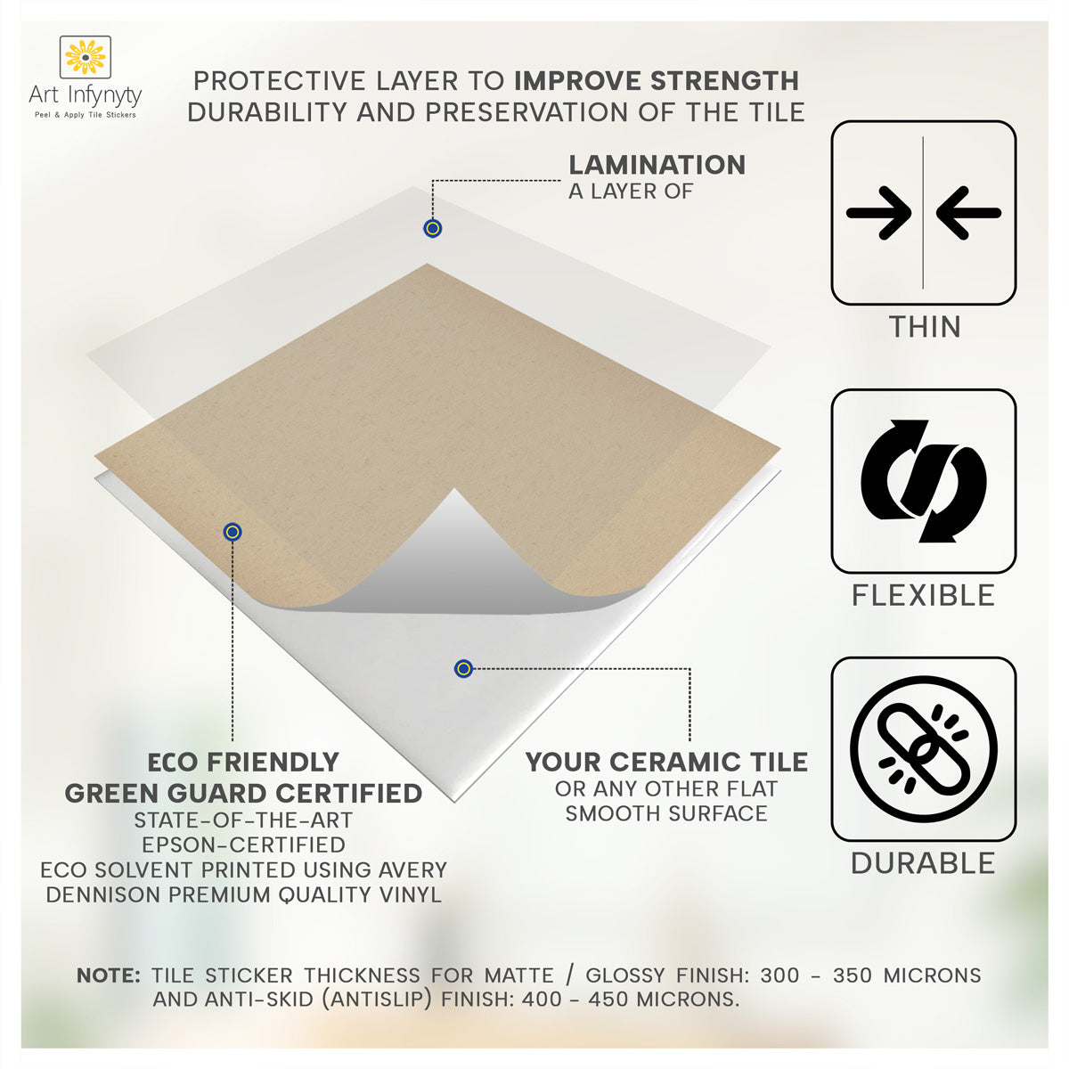 Peel and Stick Beige Texture Tile Stickers | Antiskid Floor Tile Vinyl Decals | Kitchen Bathroom Wall Tile Vinyl | Free Shipping