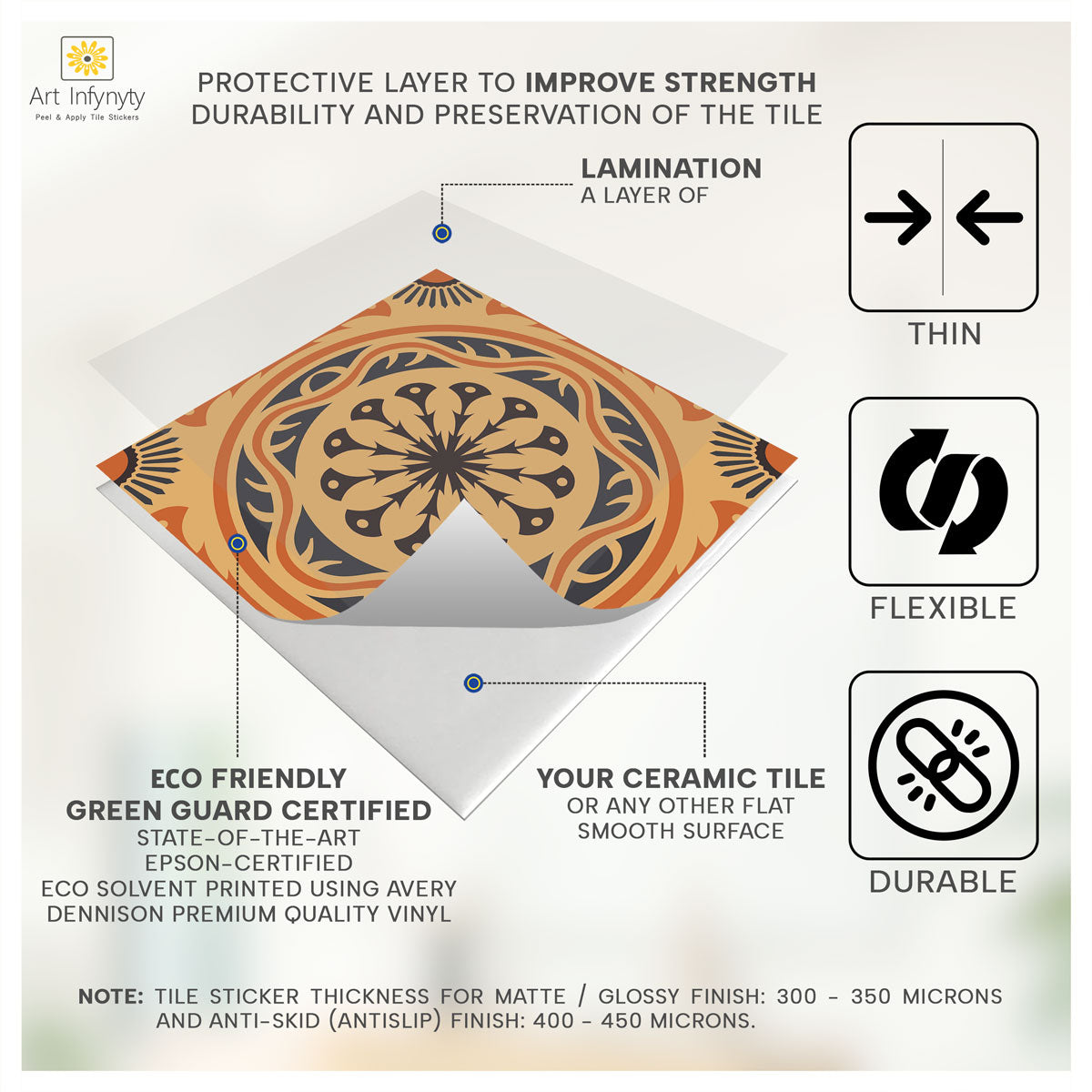 Traditional Italian Peel and Stick Tile Stickers | Kitchen Bathroom Wall and Floor Tile Stickers | Hand Craft Decals | Removable