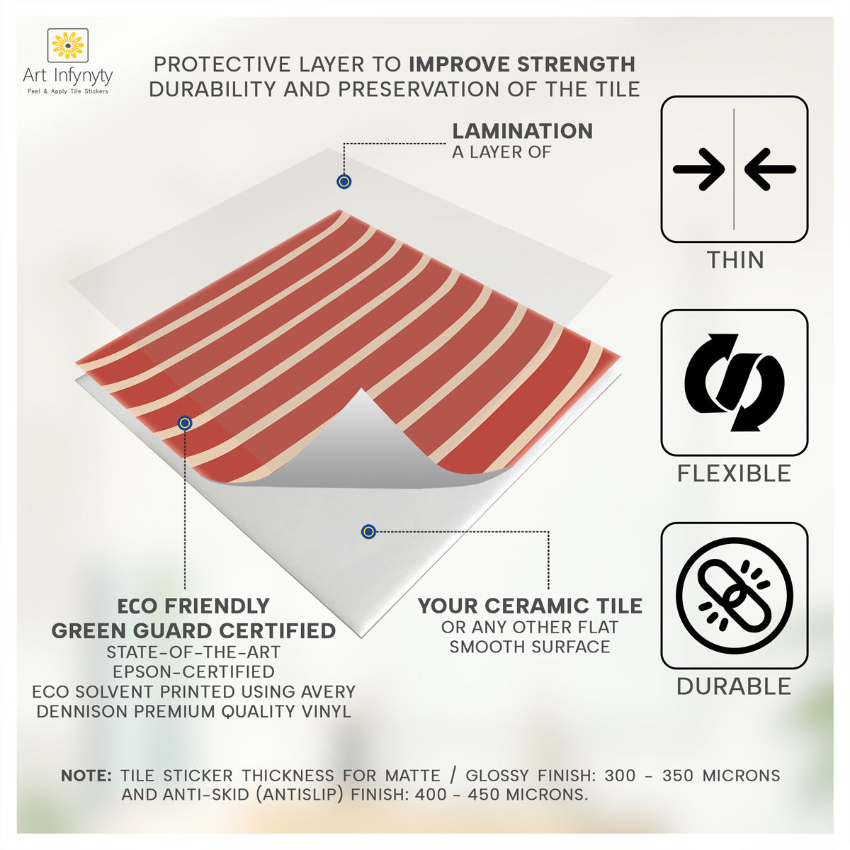 Waving Terracotta Peel and Stick Backsplash Tile Decals | Kitchen, Bathroom, Wall & Floor Tile Stickers | Free Shipping