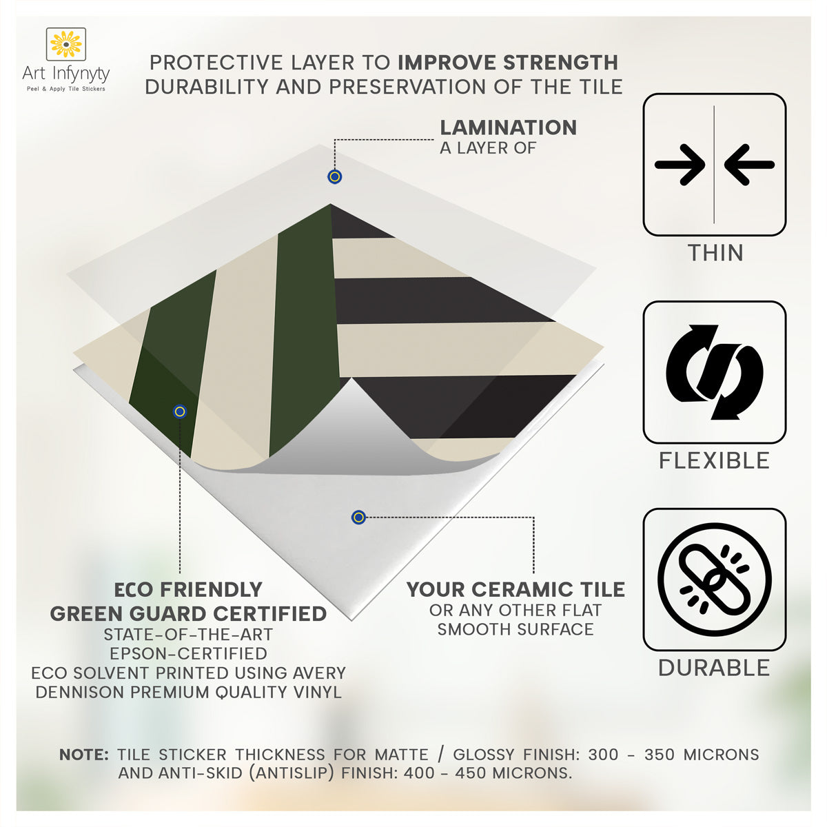 Diagonal Floor Tile Stickers | Self Adhesive | Peel and Stick Kitchen, Wall, and Bathroom Tile Stickers | Antiskid | Free Shipping