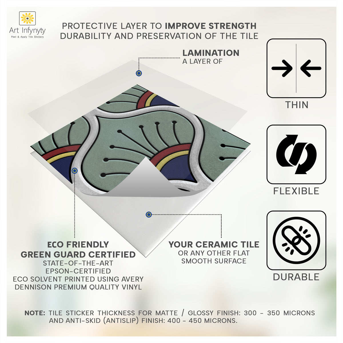 Peacock Hand Painted Tile Stickers | Peel and Stick Kitchen, Bathroom Backsplash Tile Vinyl Decals | Removable | Free Shipping