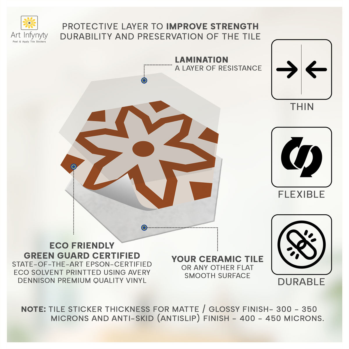 Qarawiyyin Mosque Hexagon Floor Tile Stickers | Peel and Stick Wall, Kitchen & Bathroom Backsplash Tile Decals | Free Shipping