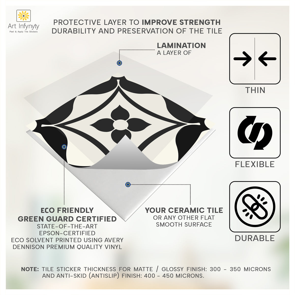 Classic black and Ivory Backsplash Decals | Kitchen, Bathroom, Floor and Wall Peel and Stick Tile Stickers| Free Shipping