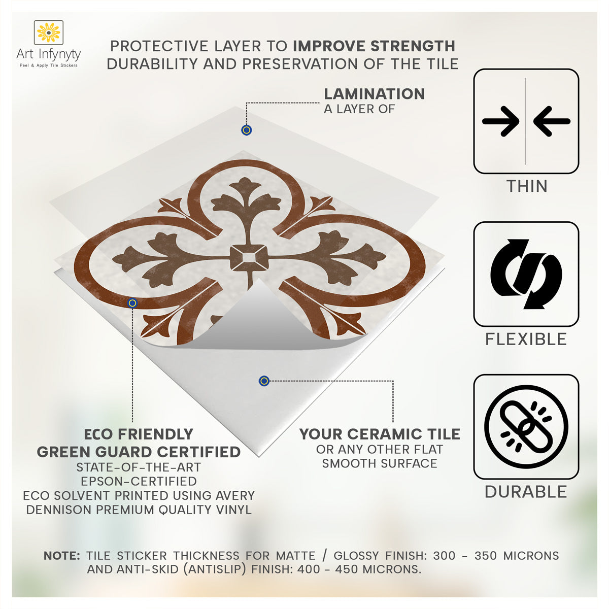 TULIP Red Peel and Stick Floor Tile Decals | Kitchen, Bathroom Wall Backsplash Tile Decals | Antiskid Floor Tile Stickers | Removable