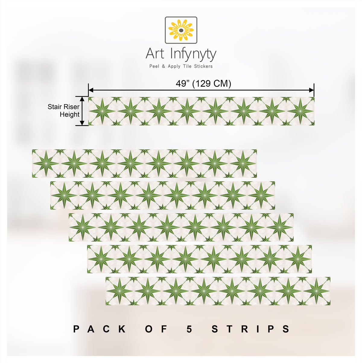 Peel and Stick Desert Como Star Star Stair Riser Decals | Waterproof | Extra long 49" length | Free Shipping