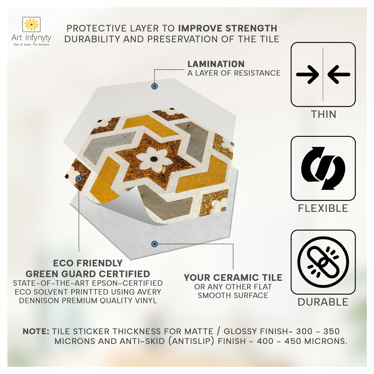 Colorfull Mosaic Star Hexagon Tile Stickers | Peel and Stick Kitchen Bathroom Backsplash Carrelage Vinyl Decals | Removable