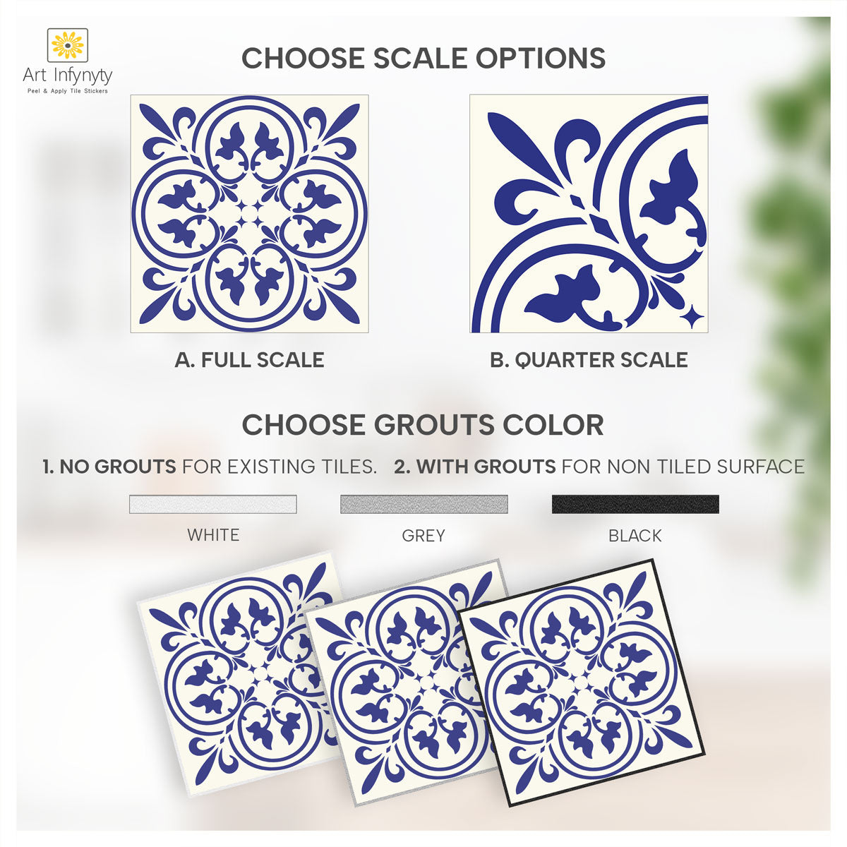 Classic Royal Blue Peel and Stick Tile Stickers | Kithcen, Bathroom, Floor, Wall Stair Tile Decal | Removable | Waterproof