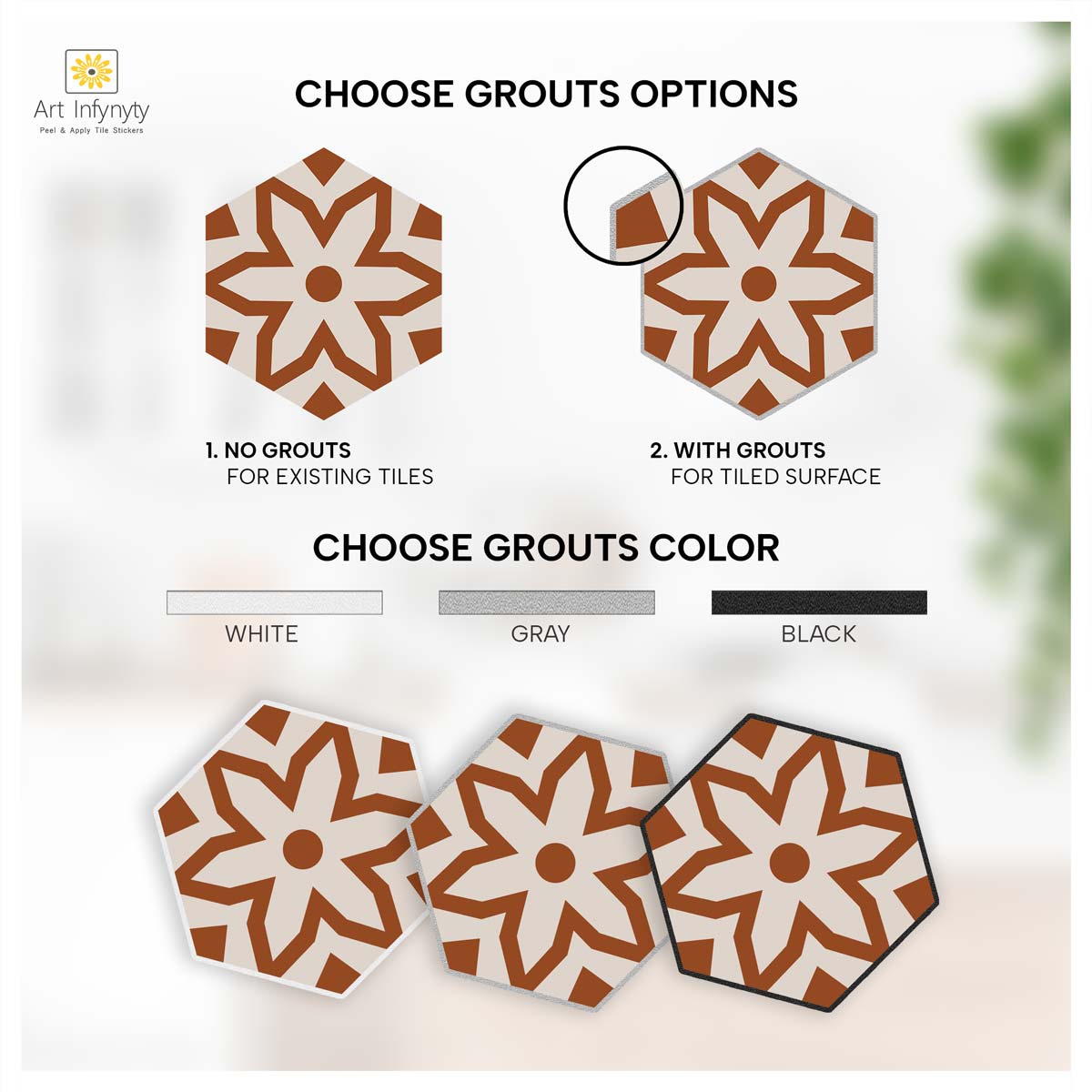 Qarawiyyin Mosque Hexagon Floor Tile Stickers | Peel and Stick Wall, Kitchen & Bathroom Backsplash Tile Decals | Free Shipping