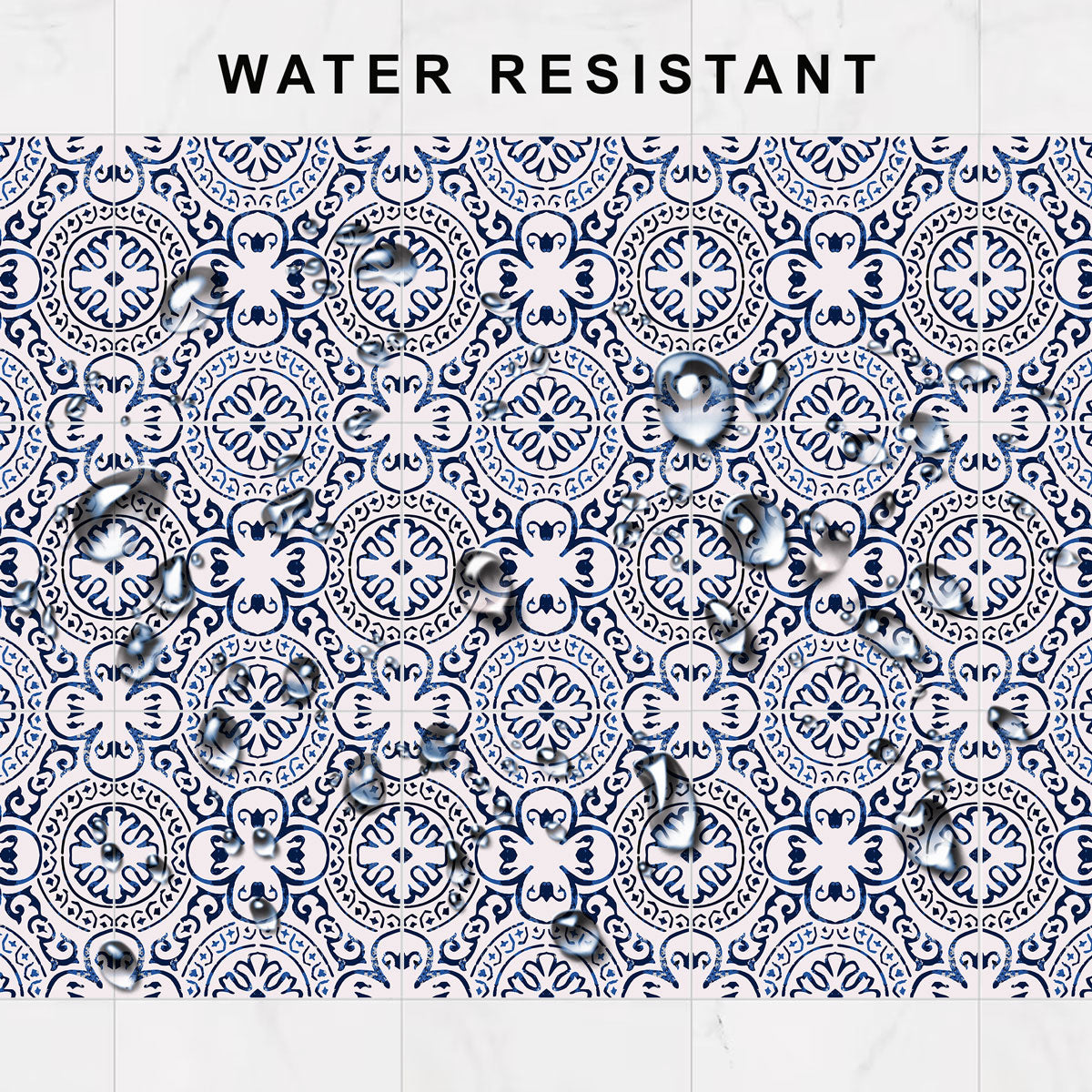 Peel and Stick Dark Blue Classic Traditional Mexican Tile Decals | Kitchen, Bathroom Floor Wall Tile Decals | Free Shipping