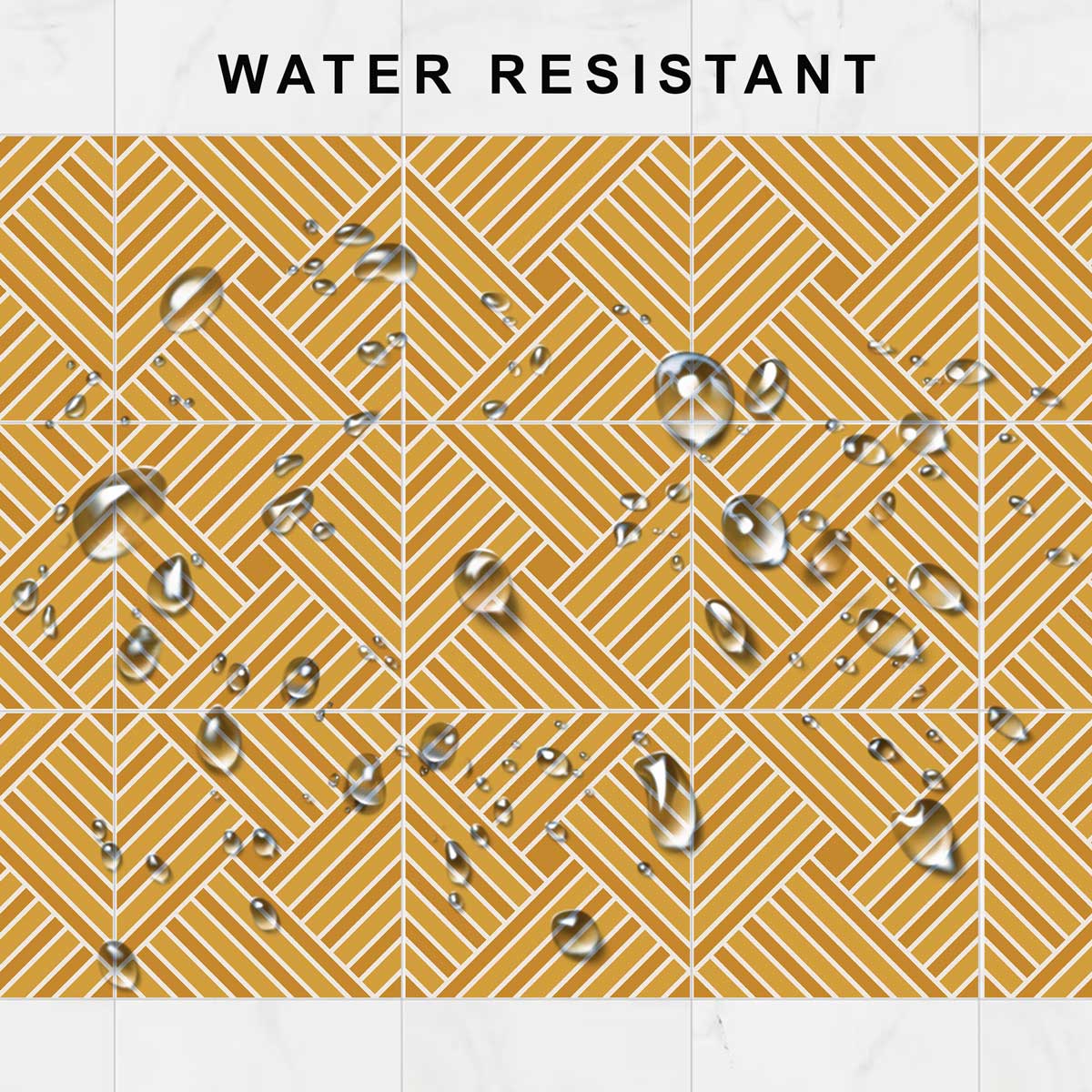 Yellow Seamless Floor Tile Stickers | Peel and Stick Kitchen, Backsplash, Wall and Tile Decals | Water Proof