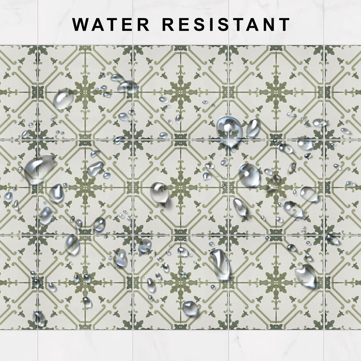 Porcelain Olive Green Tile Stickers | Peel and Stick Kithcen, Bathroom Wall Hand Crafted Tile Decals | Removable Tile Stickers