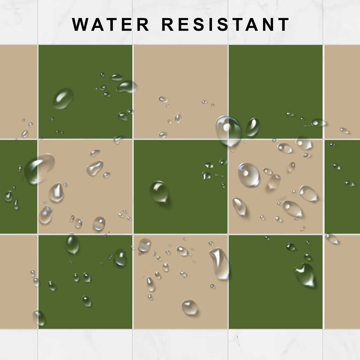 Olive and Khaki Backsplash Tile Vinyl | Peel and Stick Bathroom, Kitchen, Wall Tile Stickers | Antiskid Floor Vinyl Tile