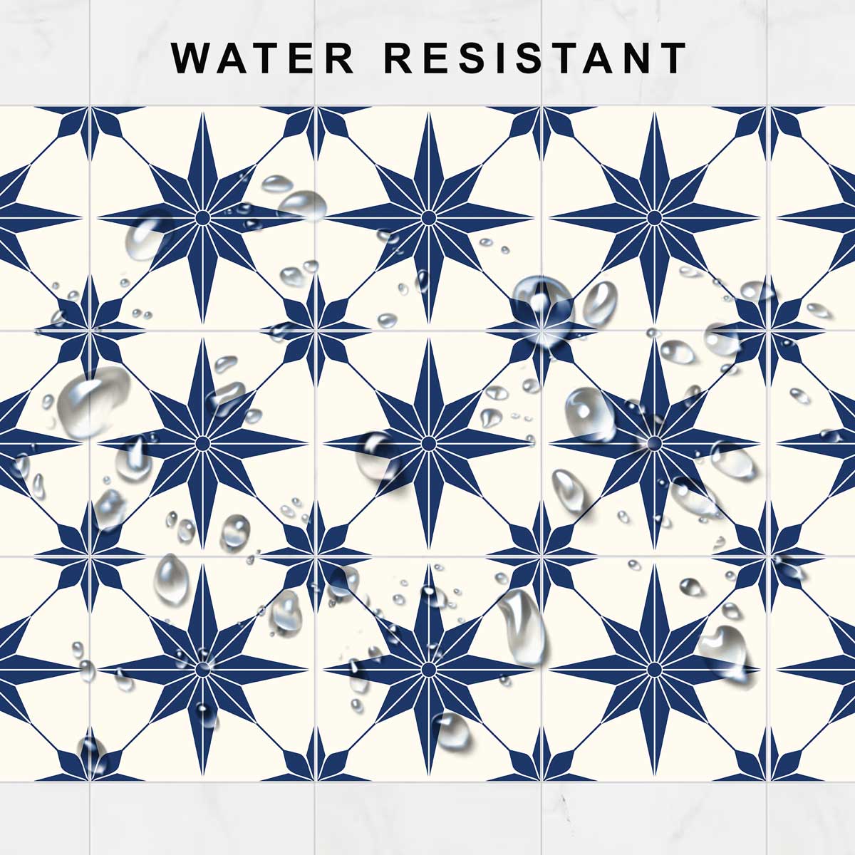 Peel and Stick Blue Star Tile Stickers | Vinyl Floor Tiles Vinyl | Removable Kitchen Backsplash Tile Stickers | Free Shipping