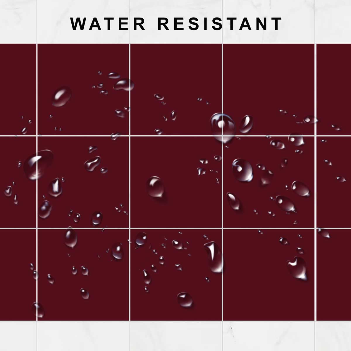 Burgundy Peel and Stick Tile Stickers | Kitchen, Bathroom Wall Hand Crafted Backsplash Tile Decals | Antiskid Floor Tile Stickers