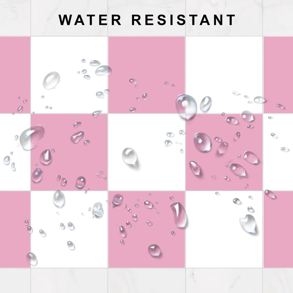 Candy Pink and Light White Texture Tile Stickers | Kitchen Bathroom Wall Peel and Stick Tile Decals | Antiskid Floor Tile Stickers