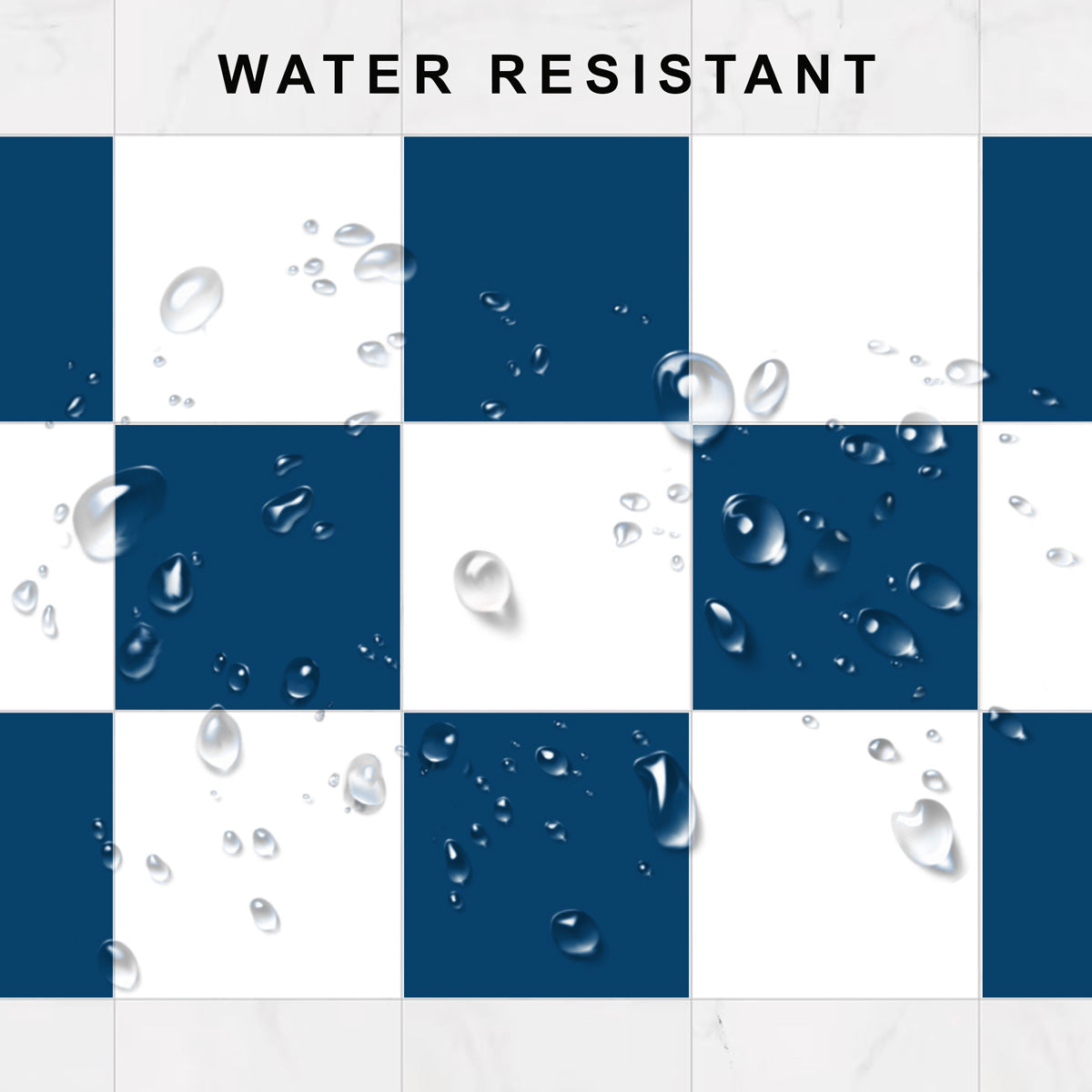 Blue and White Off White Floor Tile Stickers | Antiskid Floor Tile Stickers | Peel and Stick Kitchen Bathroom, Wall, Tile Vinyl Decals